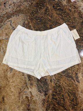 Universal Thread White Linen-Blend Athletic Shorts with Pockets